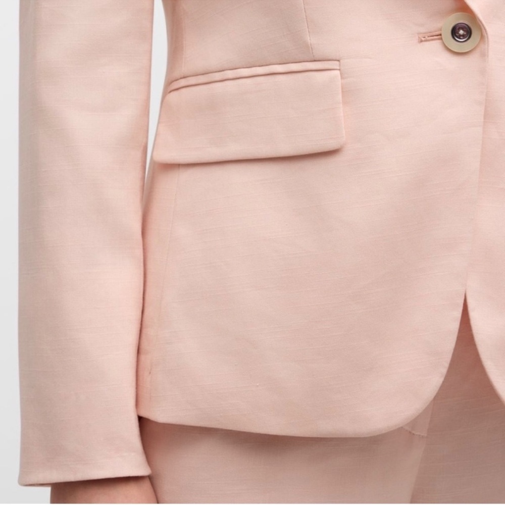 Veronica Beard Pink Linen Cutaway Dickey Jacket - Picture 3 of 9